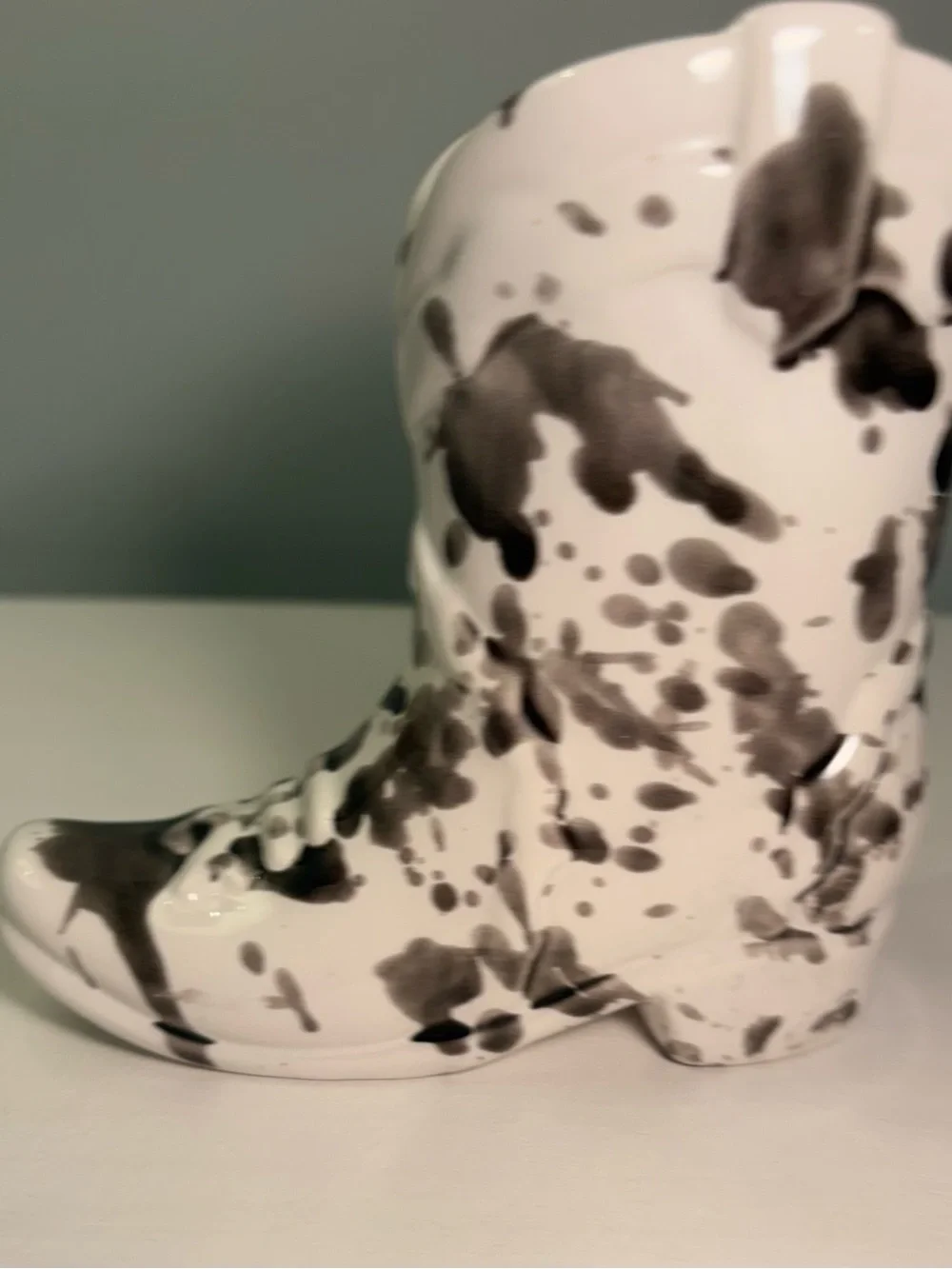 Tyler Paddywax boot-White and Black Speckled Ceramic Boot Vase - Home Accents